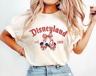 Coquette Bow Mickey and Minnie Cherry Disneyland Valentine Shirt, Est. 1955 Disneyland Happy Valentine's Day, Gift for Her,Disney Sweatshirt