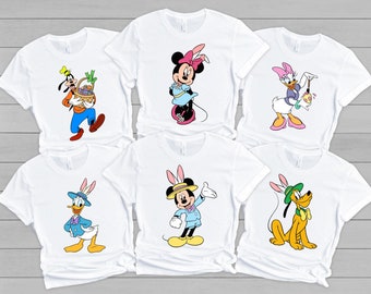ディズニー イースターエッグ シャツ、ディズニー イースターデー、ディズニーキャラクター ハッピーイースター シャツ、ディズニーファミリーイースター、ディズニーランド イースター 2024 シャツ