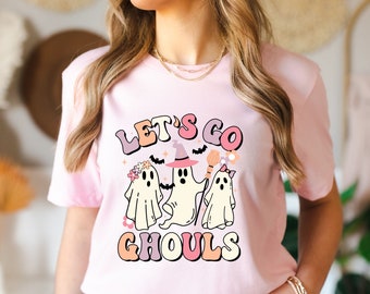 Camiseta "Let's Go Ghouls", camiseta de temporada espeluznante, camiseta vintage de Halloween, camiseta retro de vaquera de Halloween, camiseta vaquera de Halloween, camiseta vintage de fantasmas