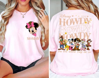 Mickey Minnie Howdy Shirt, Disney Western Family T-Shirt, WDW Family Trip 2025 Sweater, Western Style Sweatshirt, Family Matching Tee