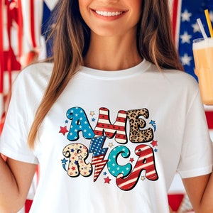 Red White and Blue, America Tee, Fourth of July Shirt T-Shirt, USA Shirt, Summer BBQ T-Shirt,Women&#39;s 4th of July,America 4th of July Shirt