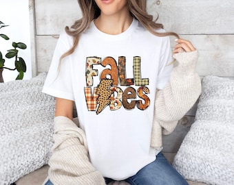 Fall Vibes Shirts, Leopard Fall T-Shirt, Trendy Fall T-Shirts,Fall Vibes Sweatshirt,Fall Leaves Shirts,Thanksgiving Shirt,Happy Thanksgiving
