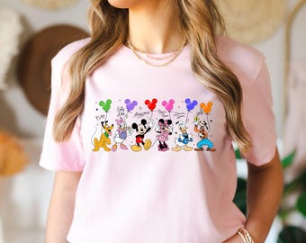 Retro Mickey and Friends Signatures Shirt, Disney Balloon Shirt, Disney Characters Tee, Disney Mouse Head Tee, Mickey & Co Gift, Disney Tee