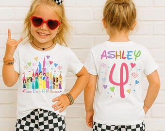 Custom 4th Birthday Princess Shirt, Disney Fourth Birthday Party Tee, Four Ever A Princess Shirt, Disneyland Castle Birthday Trip Tees