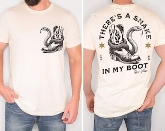 Toy Story Mens Shirt, There's A Snake In My Boot Front & Back Print Heavy Weight Unisex Tee, Woody Park Hopper Shirt for Dad,Bestfriend  Tee