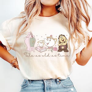 Camiseta de cuento vintage tan antiguo como el tiempo, camiseta de princesas Disney, camiseta de La Bella y la Bestia de Disney, sudadera de regalo para ella, regalo de Disney para camiseta