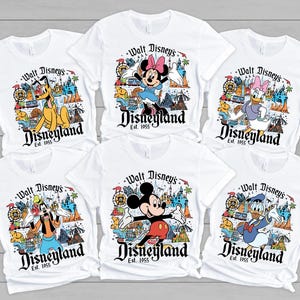 Retro Walt Disney&#39;s Disneyland All Characters Shirt, Disneyland Shirt, Personalized Disney Tee, Disney Family Trip Shirt, Mickey and Friends