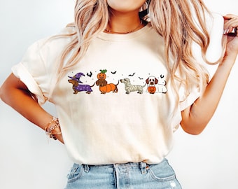 Halloween Dachshund Shirt, Dachshund Sweatshirt, Halloween Cute Dog Shirt, Cute Ghost Dogs Halloween Shirt, Funny Halloween Shirt, Halloween