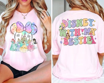 Disney With My Bestie Princess Shirt, Minnie Head Princess Shirt, Disney World Girls Trip T-shirt, Magic Kingdom Shirt, Disney Mama Gift