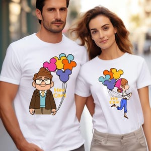 Zijn Carl Her Ellie-shirts, Carl en Ellie-shirts, t-shirt voor koppel omhoog, shirt Disney-cadeau paar cadeau, Disney huwelijksreis-T-shirt, hem en haar, mijnheer en mevrouw