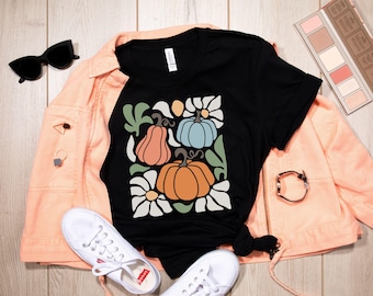 Camiseta Boho Otoño Cottagecore de Halloween, Camiseta con Flores Silvestres de Otoño, Camiseta con Jardín de Flores de Otoño, Regalo para Amantes de las Flores, Otoño Botánico Hippie