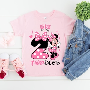 Camiseta de cumpleaños de Oh, Twodles, regalo de segundo cumpleaños, camiseta de Sis Twodles, camiseta divertida de Minnie, camiseta de cumpleaños, camiseta de Minnie, camiseta de Disneyworld, regalo para niños