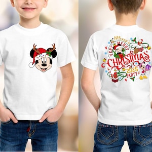 Mickey&#39;s Very Merry Christmas Party 2025 Shirt, Disney Santa Mickey And Friends Group Christmas Lights Shirt, Disneyland Xmas Dad and Me Tee