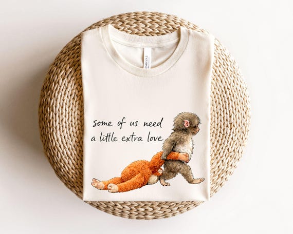 Monkey Punch Shirt, Baby Monkey Holding Plush Toy Tee, Emotional Shirt, Mother Gift, Animal Lover Gift, Cute Trendy Shirt, Baby Monkey Shirt