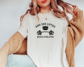 And She Lifted Heavily Ever After Shirt, Cute Fitness Shirt, Funny Workout Shirt, Weightlifting Shirt, Women Lifting Shirt