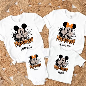 Custom Disney Halloween Family Matching Shirt, Mickey And Minnie Shirt, Halloween Skeleton Shirt,Disney World Shirt, Halloween Gift