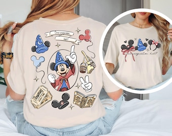 Camiseta Disney Coquette Bow Mickey Sorcerer Some Imagination Huh, camiseta Walt Disney Fantasia Mickey, camiseta de viaje a Disneyland, sudadera Disney
