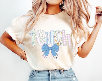 Camiseta floral para maestra, bonito regalo para maestra, camiseta floral de primavera para maestra, regalo para maestra, camiseta para maestra, regalo de agradecimiento para maestra