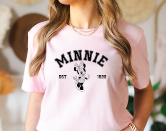 Camiseta da Minnie Mouse, Camiseta da Disney, Camiseta da Disneylândia, Camiseta da Disney World, Camisetas combinando para a família com personagens da Disney, Camisetas retrô para viagens à Disney