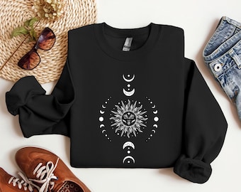 Bluza Mystic Moon And Sun, Koszulka Mistical Moon Phase, Koszulka z fazą księżyca, Koszulka Boho Vintage Moon, Koszulka Celestial Moon, Koszulka Spiritual