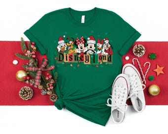 Sudadera navideña retro de Mickey y sus amigos, sudadera navideña vintage de Disneyland, sudadera de Disneyland, camiseta navideña a juego para toda la familia.