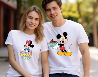 Mickey and Minnie Easter Shirt, Disney Easter Eggs Shirt, Disney Easter Day Gift, Easter Mickey Bunny Crewneck, Disney Spring Tee