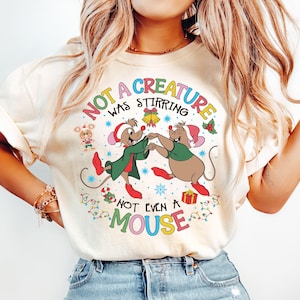 Jaq och Gus Gus Disney jultröja, Askungen jul-T-shirt, Inte en varelse rörde sig inte ens en mus tröja, jul-T-shirt