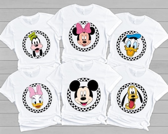 Camiseta de personajes de Disney, camiseta de personajes de Disney, camiseta vintage de personajes de Disney, Mickey, Minnie, Donald, Daisy, Pluto y Goofy, camiseta de Disney