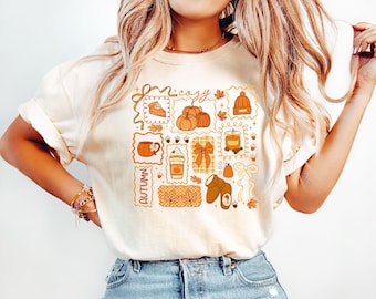 Cozy Season Shirt, Fall Shirt for Women, Girl Fall Shirt, Coquette Fall Shirt, Fall Doodle Shirt, Autumn Shirt,Pumpkin Tee,Fall Season Shirt