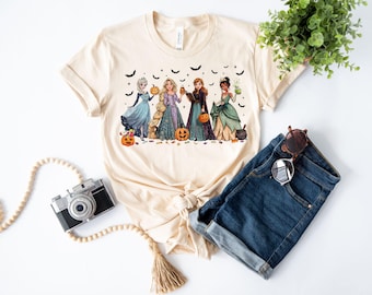 Retro Disney Princess Halloween Fall Shirt, Disneyworld Girls Trip Tee, Spooky Season Disney Family Trip Shirt