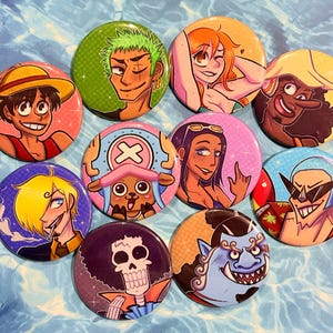 Botones de personajes de 2,25" de OP Pirate Anime Crew