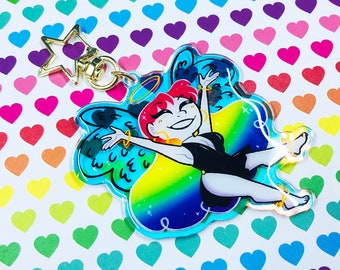 Holographic Angel Charm with Gold Star Clasp