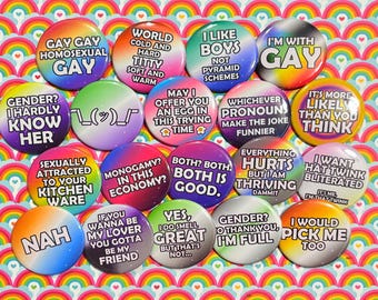 LGBTQ+ Funny Pride 2.25" Buttons