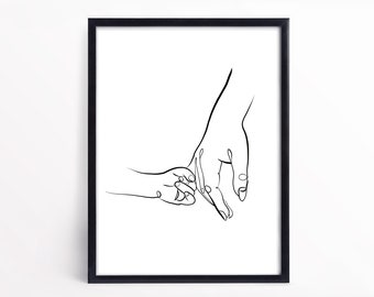 Holding Hands Parent Child Sketched Print