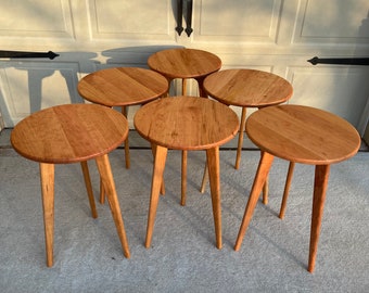 Round Cherry Side Table 16" 18" 20" End Table Coffee Table - BUILD TO ORDER