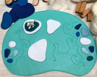 Single Polar Sea Mat - very large felt playmat - play carpet - felt mat - role-playing game - Arctic Ocean - Seal Island
