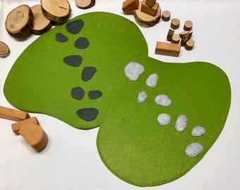 Single felt mat in rich kiwi green - a meadow with a path - play mat - felt play landscape - large green board
