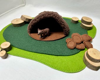 Bear cave in bearded brown - stable and creative in play - cave made of teddy bear and felt