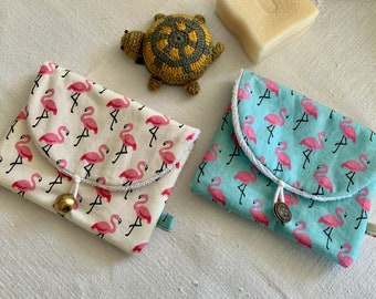 Square soap bag "Flamingo" - Shampoo bag - Holiday - Sun - Sea - Soap bag for soap, solid shampoo