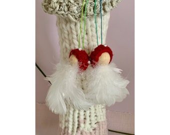 Fly agaric - Angel - Feather angel with red cap - delicate lucky charm - tree decoration - gift