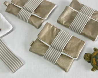 Square soap bag "Goldy" - Shampoo bag - Gold - Soap pouch for soap, solid shampoo