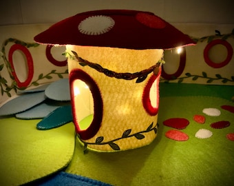 Mushroom House - Fly Agaric Dark Red - Extra Large Set of Mats and House - Play Mat Felt Mats for Special Puppet Play