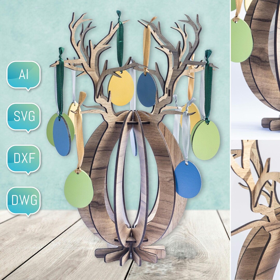 Laser Cut File Easter Egg SVG DXF Glowforge Decor 3D Project Digital ...