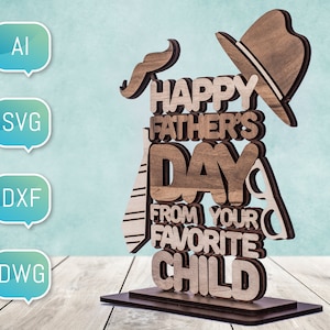 Dxf Svg Project Design Glowforge Digitale Laser Ready Files Cut voor Cricut, Plasma Cutting cnc Happy Fathers Day Daddy Card