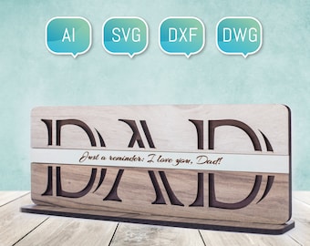 Dxf Svg Project Design Glowforge Digitale Laser Ready Files Cut voor Cricut, Plasma Cutting cnc Happy Fathers Day Daddy Card