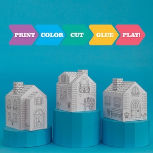 Printable 3D Coloring Pages House for Kids – DIY for Children – Instant Download PDF
