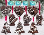 Christmas Gingerbread Ornament 2024 Glowforge SVG laser cut files DXF for Plasma DIY cnc project Funny kids bundle  best patterns layered