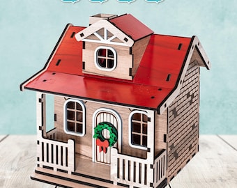 Christmas Village House Glowforge Laser Cut File SVG DXF DIY cnc Project Funny Kids