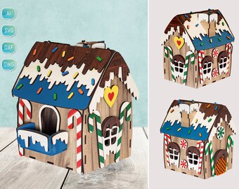 3D Christmas Village Gingerbread House SVG Laser Cut Files (Digital Download)