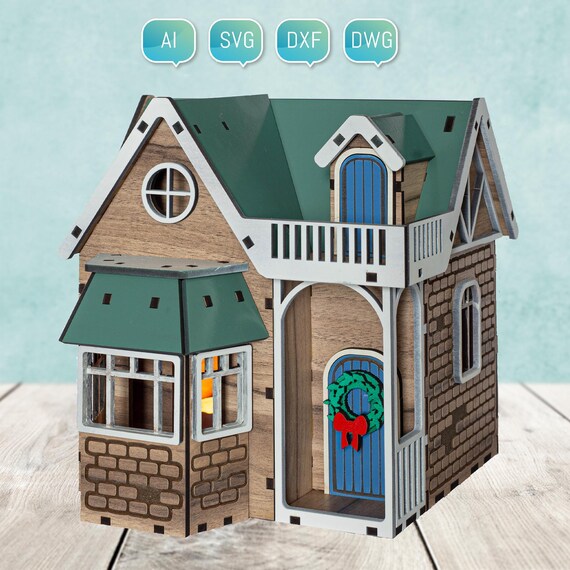 Christmas Village Laser Cut File SVG DXF DIY House 2024 Glowforge